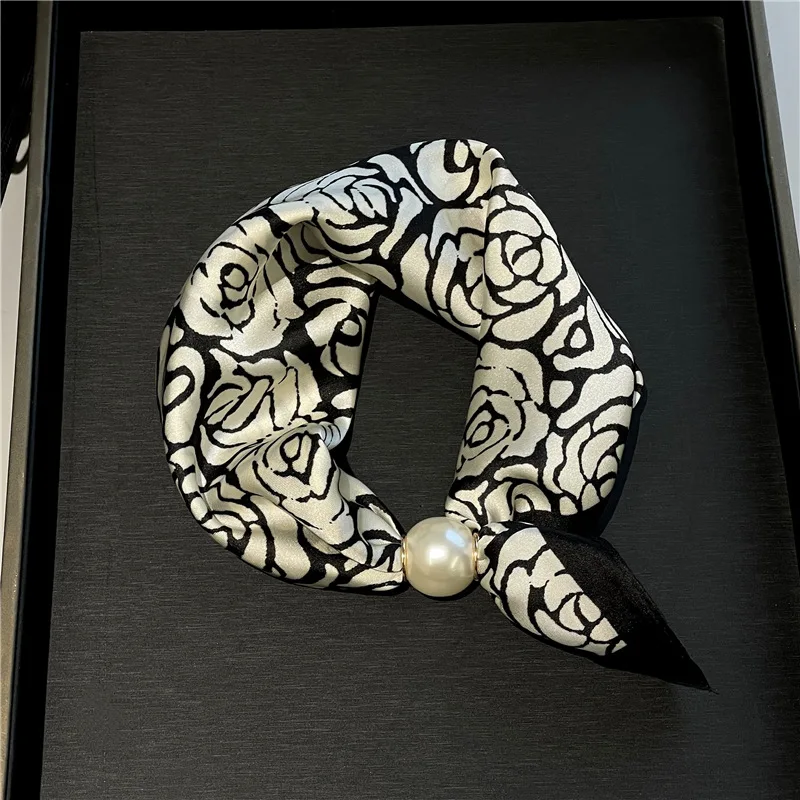 Parelketting Magnetische gesp Luie zijden sjaal Dameshanger Sjaal Sleutelbeenketting Zijden sjaal