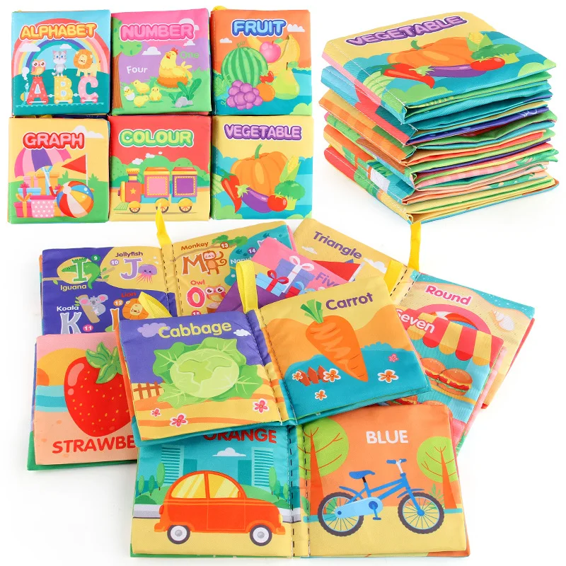 6-delig babydoekboek voor vroeg onderwijs Engels transporthulpmiddel voor scheurbestendige stoffen boekenset voor baby's