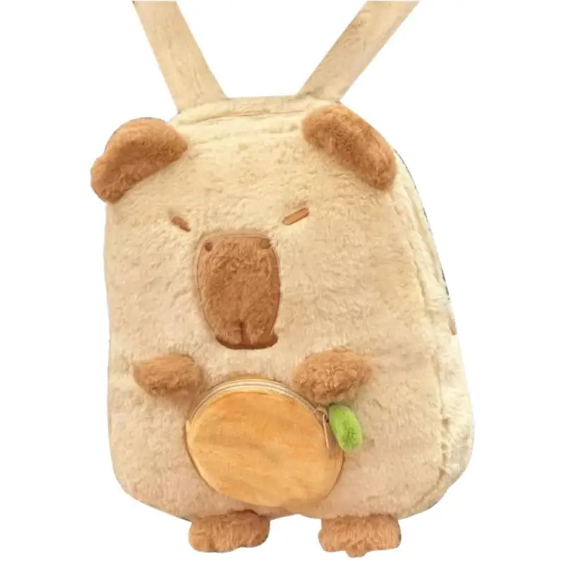 Capybara Plush Schoolbag Fashion Cartoon Soft Funny Cute Backpack Animal Large Capacity Stuffed Unisex College Student Class Bag