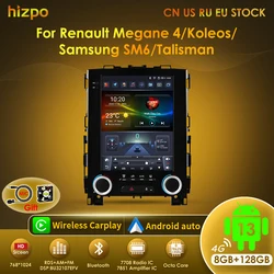Hizpo 9.7 Inch  2din Android 13 For Renault Koleos Megane 4 Samsung SM6 Talisman 2017-2019 Car Radio Multimedia Player Carplay
