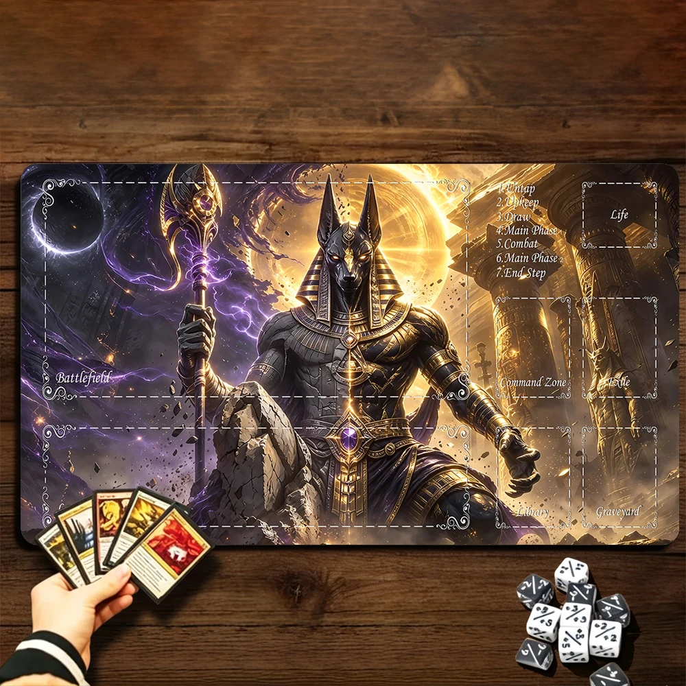 Guardian of the Desert TCG Playmat Magic Playmat Gathering Gaming Mat with Stitched Edge Anti-slip base Trading Card Game