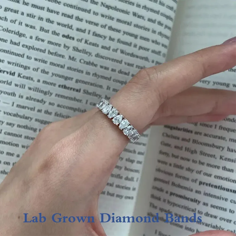 

0.1CT Each Pear Cut DEF-VS VVS Lab Grown Diamond Platinum 950 Full Eternity Bands For Lady High Quality Jewelry