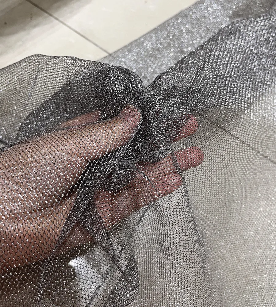 Cloth Strip Designer Fabric Black Silver Mesh Soft Clothing DIY Handmade Accessories Fabric