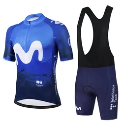 Movistar Team Cycling Jersey Set Summer Breathable Road Bicycle Suit Riding Uniform Bike MTB Clothing New Sports Ciclismo Kits