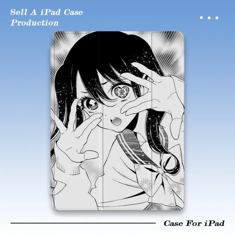 

Love Girl Japanese Line Y2K Cover For iPad Pro 13 11th M5 M4 12.9 A16 10 8 7 9th 10th For Ipad Air 11 M2 M3 Mini Tablet Case