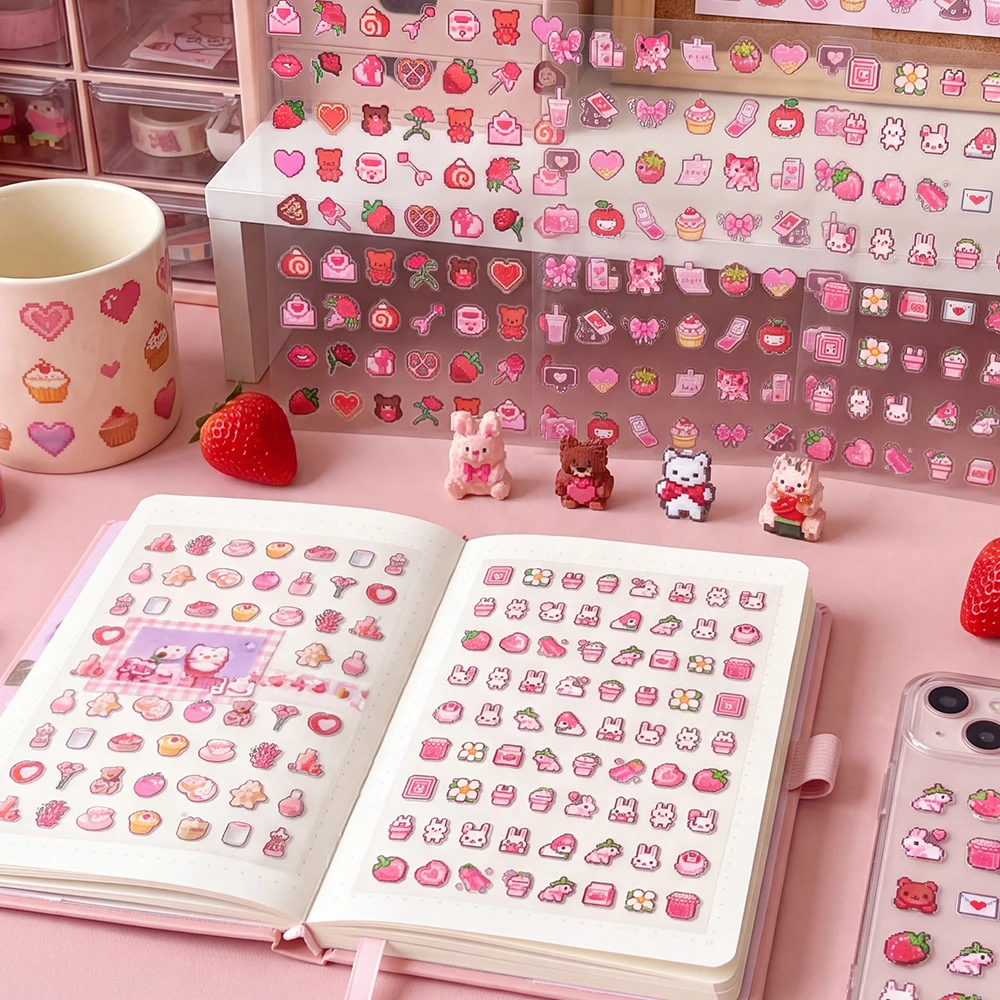 Cute Kawaii Sticker Sheet Transparent PVC Waterproof Decals For Bullet Journal Scrapbook Diary Decoration School Stationery Gift