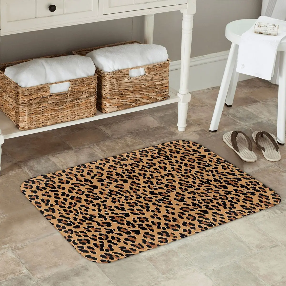 

Нескользящий коврик с леопардовым принтом коричневого цвета, напольный коврик, впитывающий коврик, ковер для кухни, входа, дома, спальни, коврики для ног