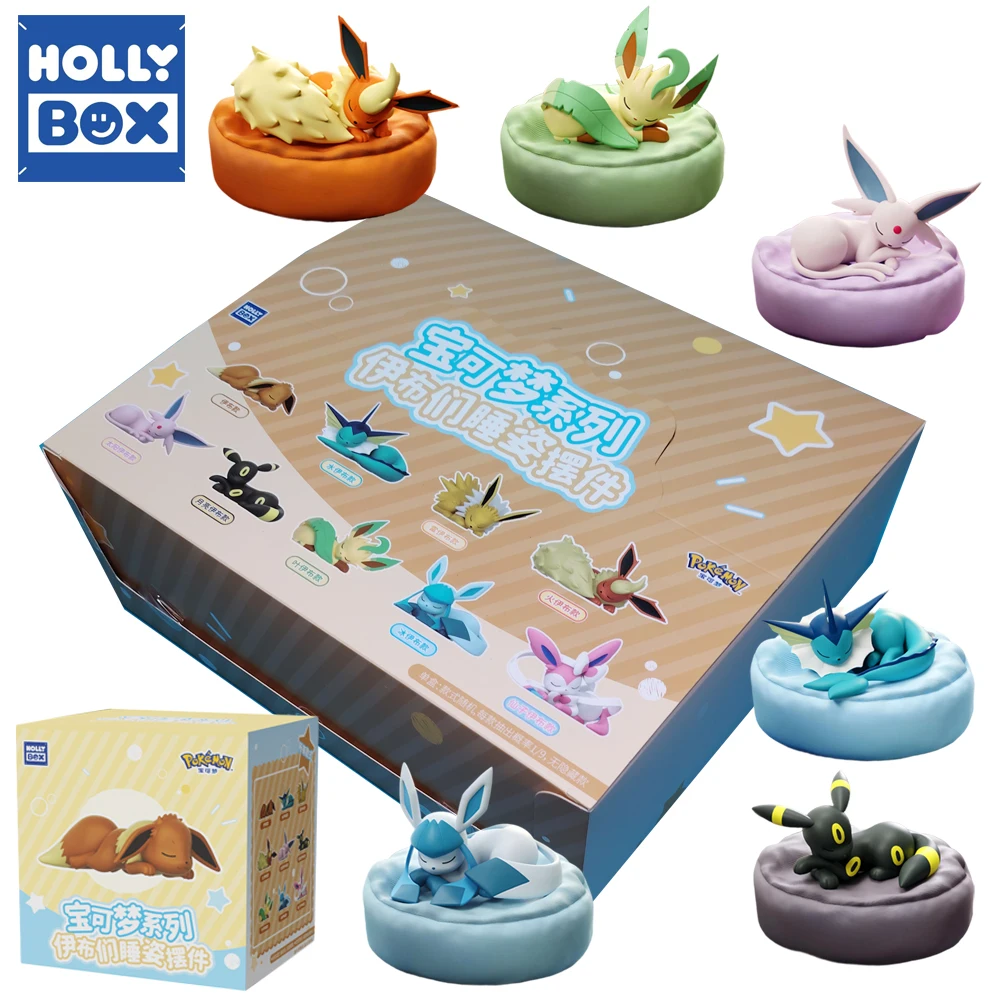 

New Genuine HOLLY BOX Pokemon Eevee Blind Box Sleeping Position Series Jolteon Umbreon Cute Desk Display Toys Surprise Gifts