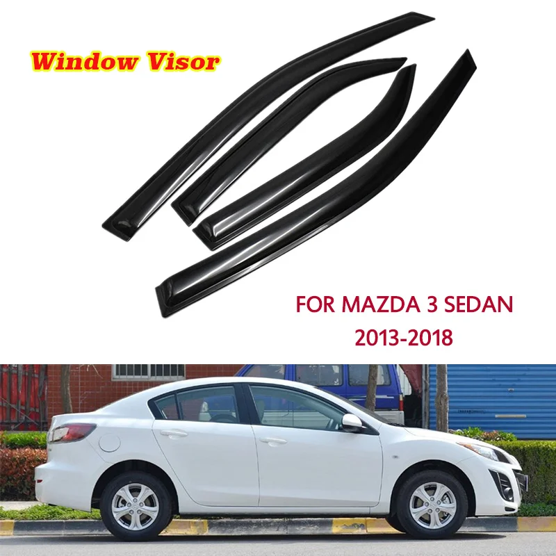 

For Mazda 3 2013 2014 2015 2016 2017 2018 Sedan 4pcs Side Window Visor Deflectors Sun Rain Guards Awnings Shelters Car Styling