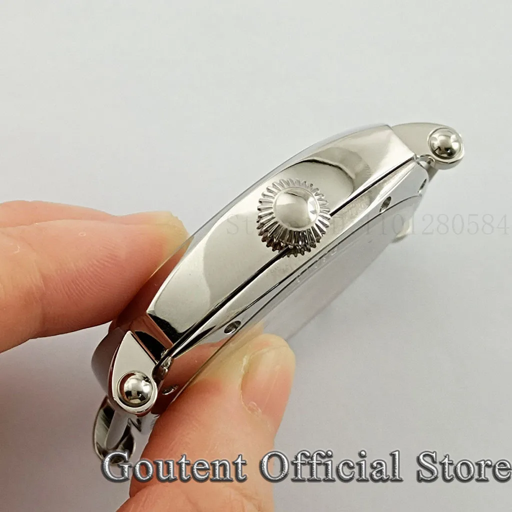 Goutent 44mm Silver Watch Case For ETA 6497 6498 Seagull ST36 Movement Stainless Steel Watch Case