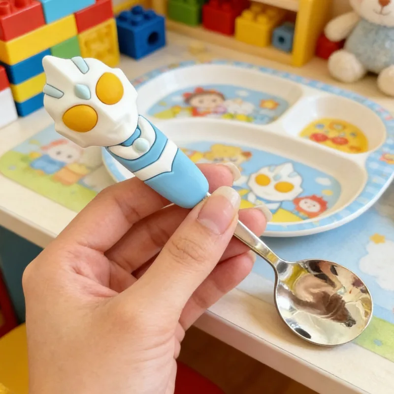 Anime Peripheral Portable Tableware Fork and Spoon Set Cute Stainless Steel Cutlery Birthday Gift Kawaii children's fork spoon view 5