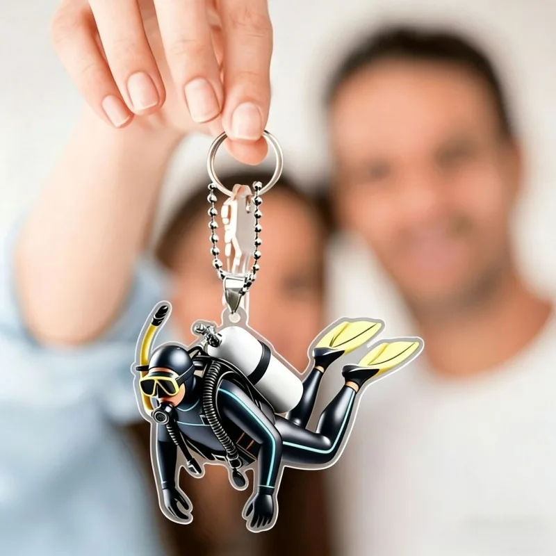 New Diver Pendant 2D Acrylic Keychain Car Interior Rearview Mirror Pendant Backpack  Hanging Accessories Decor Gift