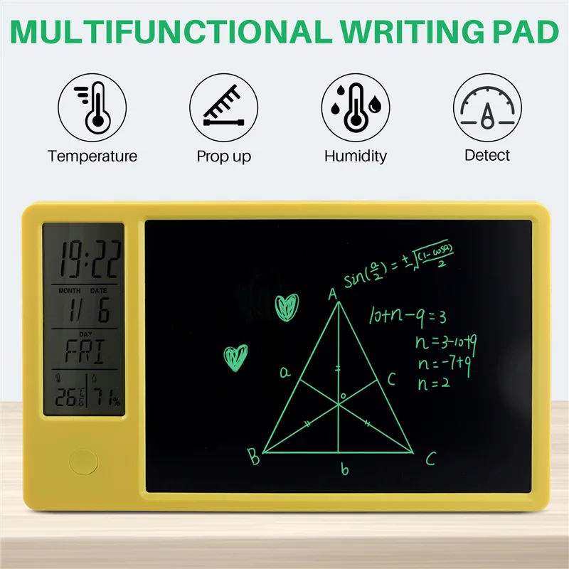B03B-Multifunctional Electronic Desk Calendar LCD Handwriting Board With Alarm Clock Humidity Temperature LCD Message Board