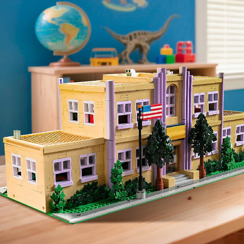 3500 pièces Springfield école primaire blocs de construction Architecture bâtiments modulaires Architecture bloc assemblage modèle Kit, cadeaux