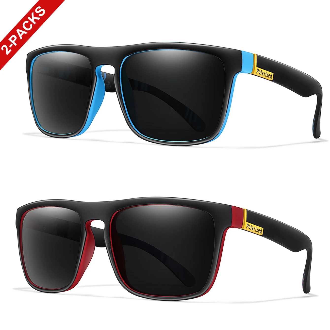 زوجان من النظارات الشمسية المستقطبة للرجال والنساء للقيادة والجري وركوب الدراجات والمشي لمسافات طويلة نظارات بإطار مربع عتيق هدايا المهرجانات