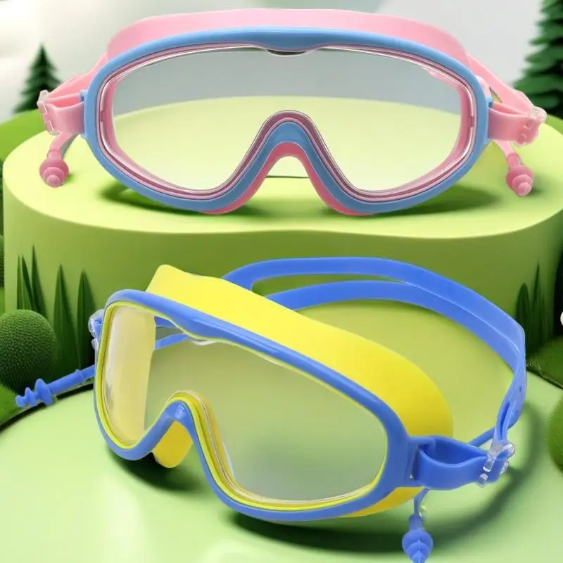Big Frame HD Wide View Kids Swim Goggles Anti Fog Waterproof Swimming Mask Boys Girls 3-15 Multi Color Selection