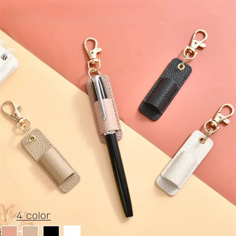 Neck Nurse Pen Clip Portable Keychain Compact Leather Pen Holder Office Pen Storage Clip Travel Outdoor Hands-Free Accessory
