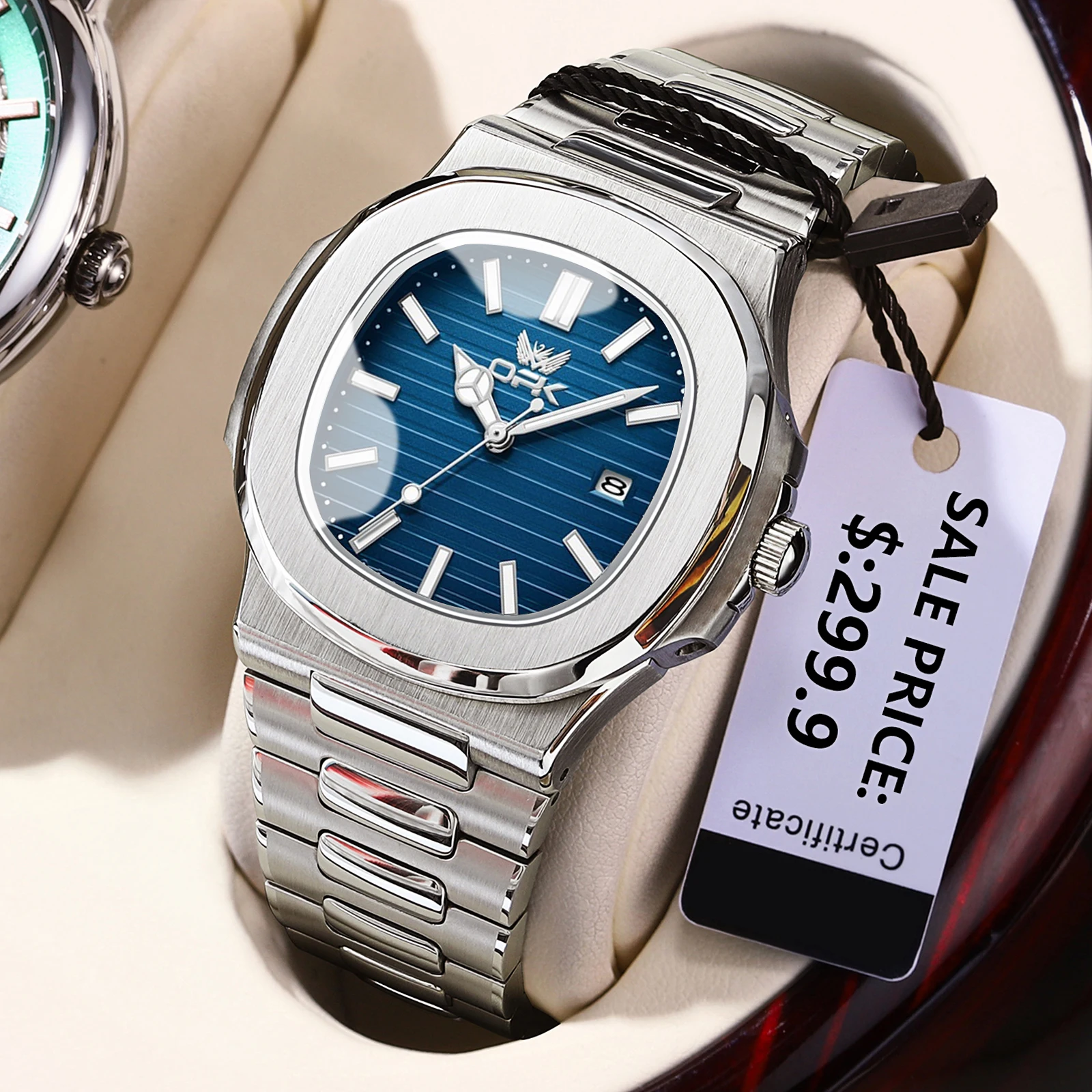 

OPK мужские часы 6055, трендовые модные оригинальные кварцевые часы из тонкой стали для мужчин, водонепроницаемые, со светящейся датой, простой полосатый циферблат, новинка