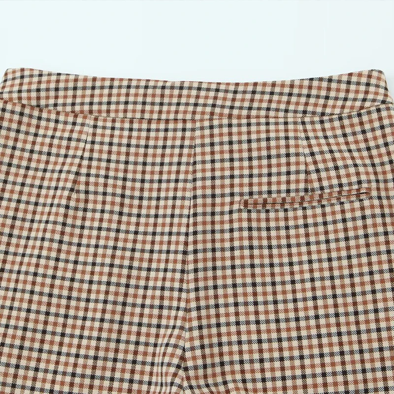 Willshela moda feminina xadrez zíper frontal calças retas vintage cintura alta comprimento total feminino chique senhora calças