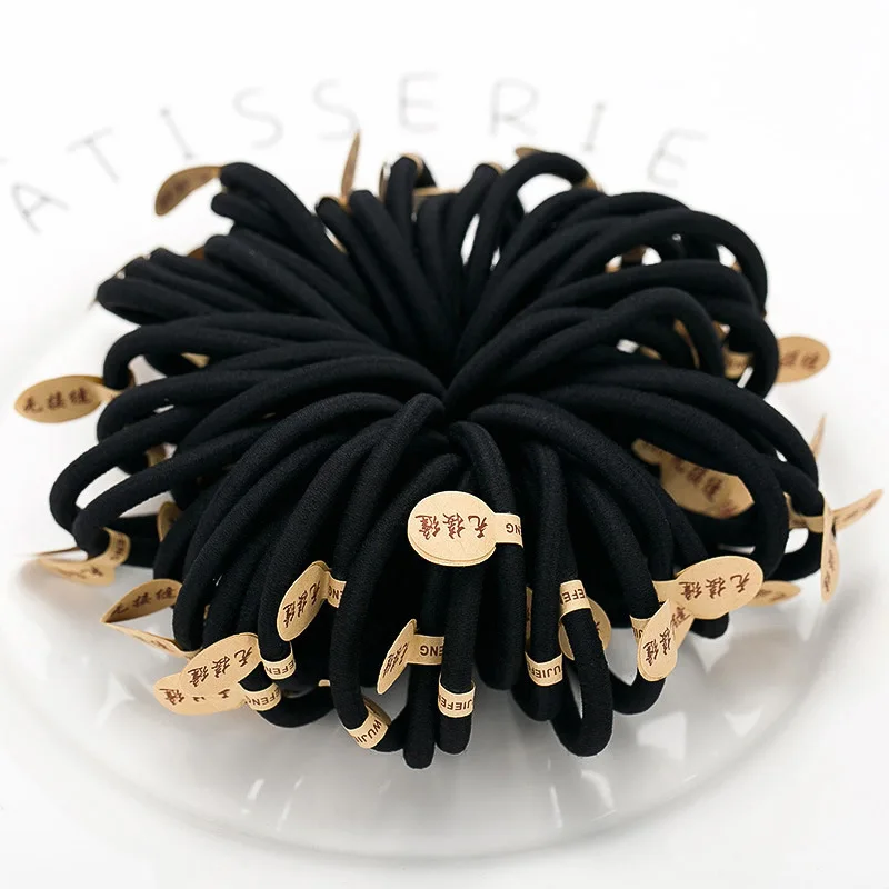 

100PCS New Women Hair Ties Black Elastic Hair Rope Rubber Bands Girls Lovely Ponytail Holder Tie Hair Accessories
