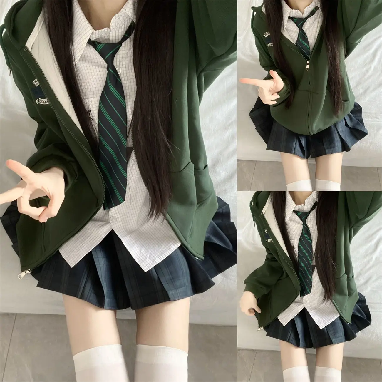 ญี่ปุ่นเกาหลี JK เสื้อสเวตเตอร์ชุดยูนิฟอร์มชุดเสื้อกระโปรงลายสก๊อตวิทยาลัยสไตล์ชุดนักเรียนสวมใส่น่ารักสวมบทบาทแฟชั่น