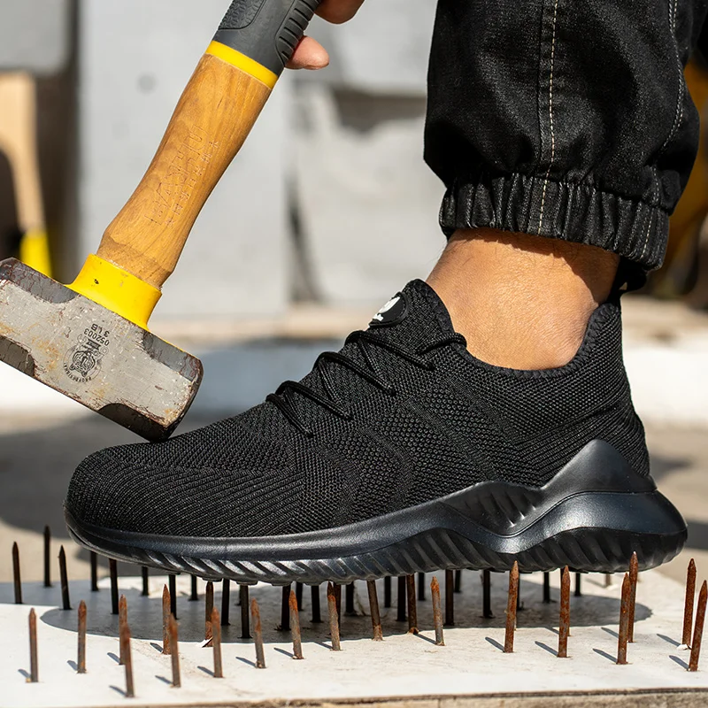 أحذية أمان للعمل للرجال بمقدمة فولاذية مضادة للتحطيم وخفيفة الوزن وقابلة للتنفس ومضادة للثقب كاجوال أحذية غير قابلة للتدمير #4