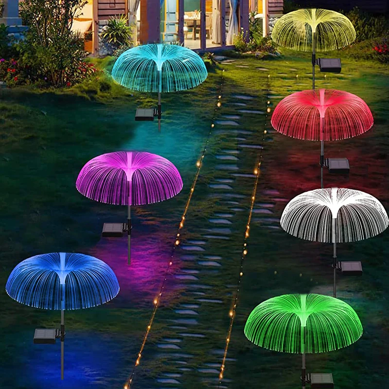 Outdoor LED Solar Garden Lights 7 Color Changing Waterproof Solar Jellyfish Lawn Lamp For Yard Garden Pathway Patio