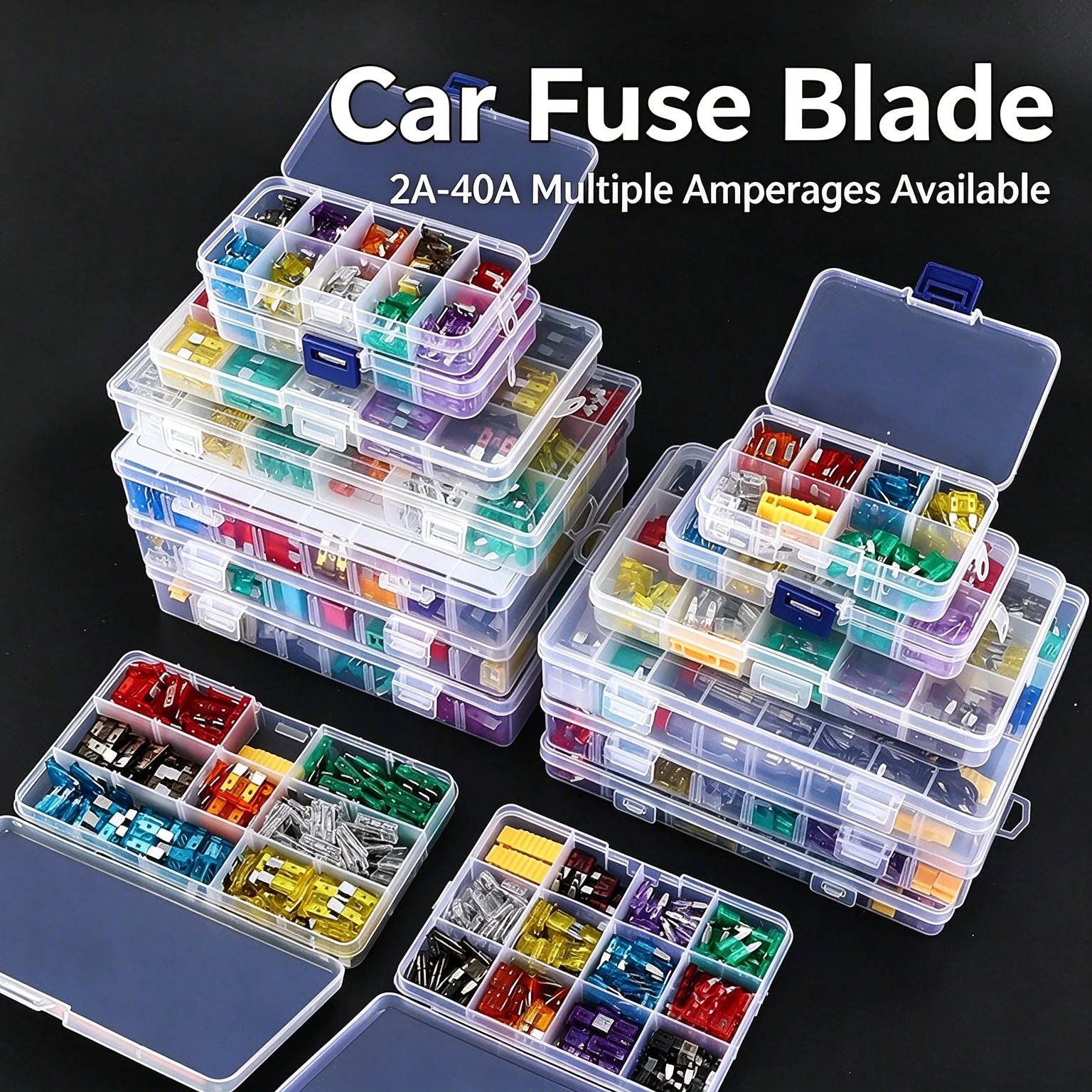 300PCS Car Fuse Kit Small Medium Size Zinc Alloy Aluminum Alloy Fuse Blanks Blade-type Fuses Sheet Plug-in Circuit Protection