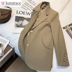 Olive brown suit jacket for women in Spring and Autumn 2024 new Korean style fashion high-end versatile temperament, small suit