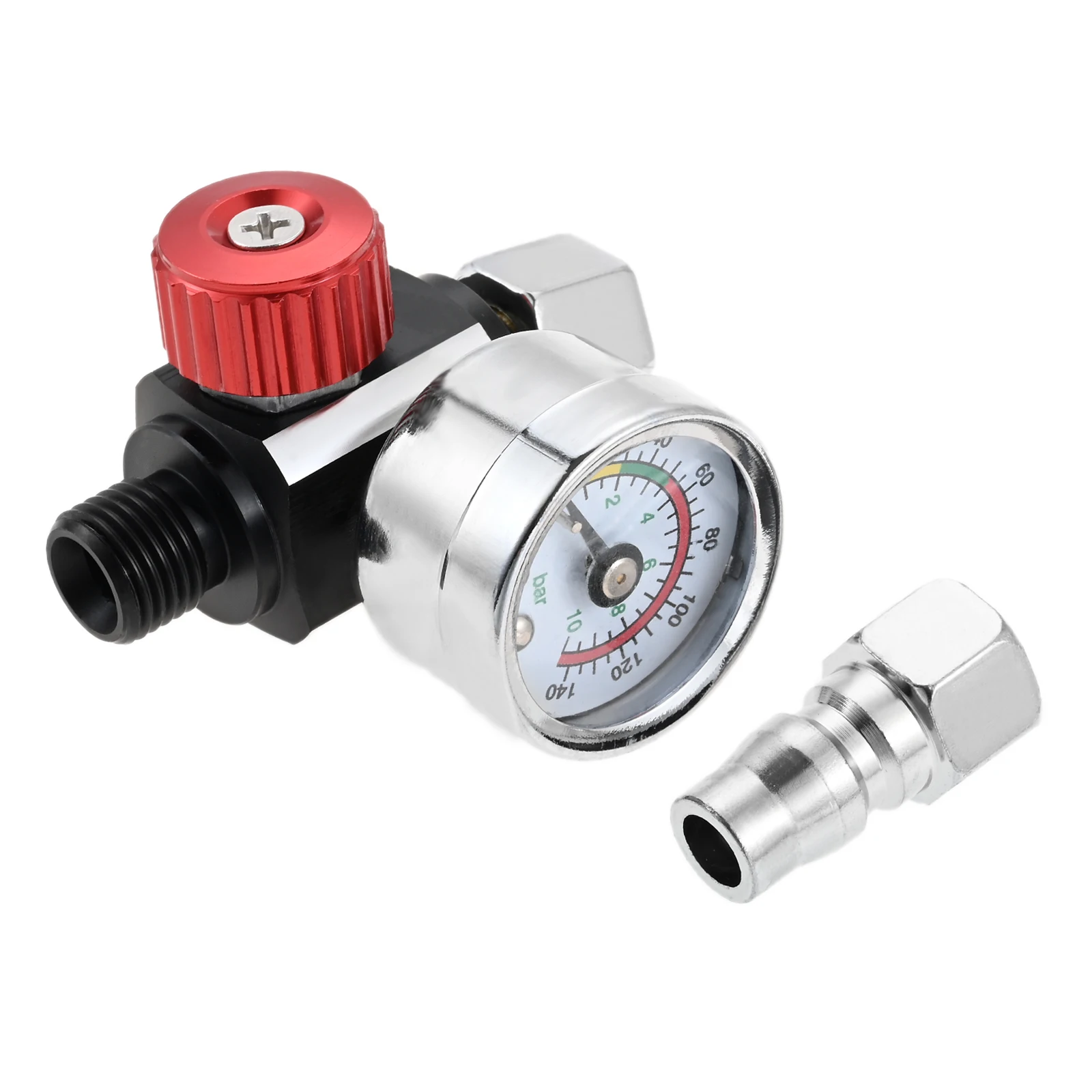 1Pc G1/4inch Thread Spray Paint Gun Air Pressure Regulator Stainless Steel Adjusting Valve with Pressure Gauge for Air Tools