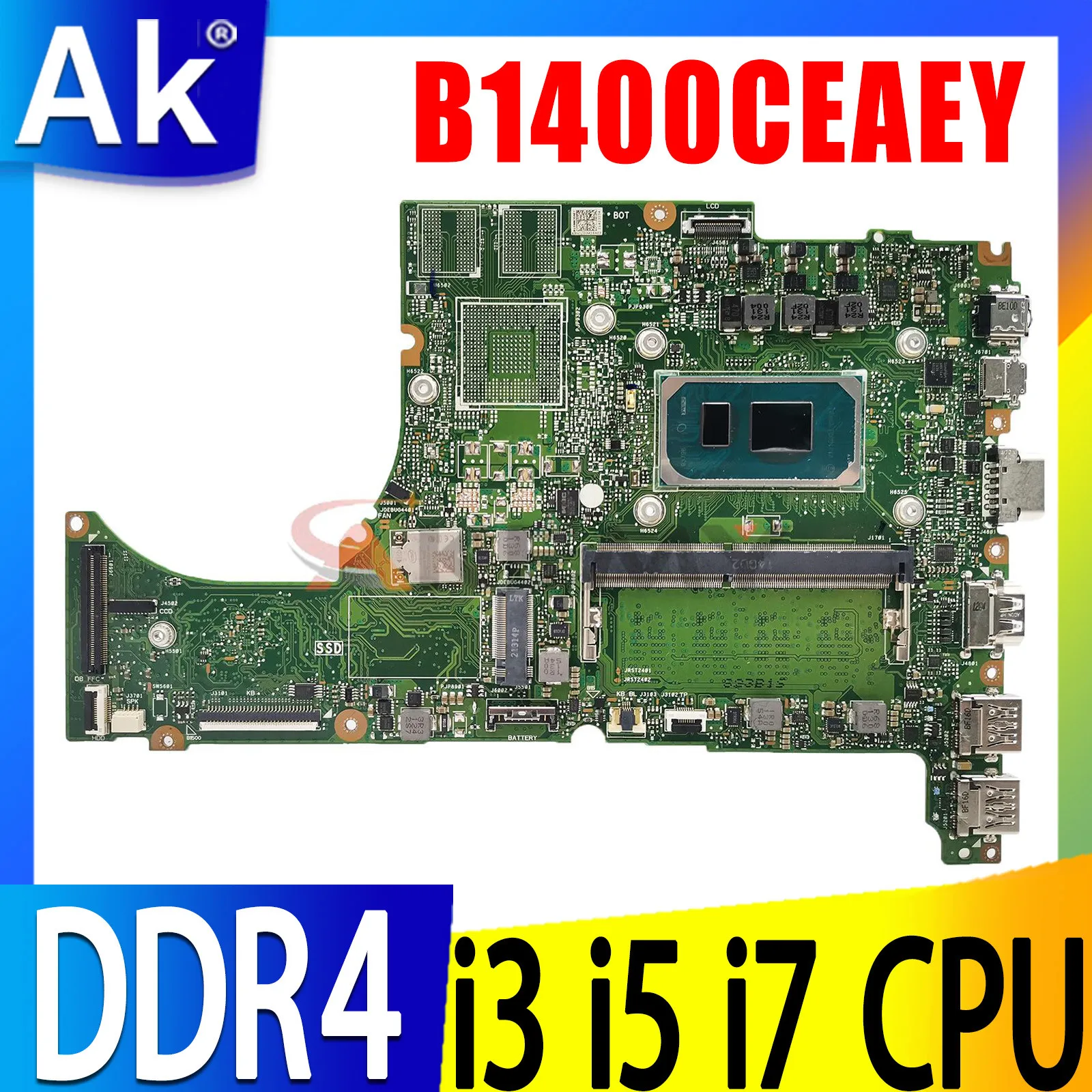 

Shenzhen B1400CEAEY Mainboard For Asus ExpertBook B1400CE B1400CEAE-EB0116R Laptop Motherboard with i3i5 i7 11th Gen 4G 8/16G