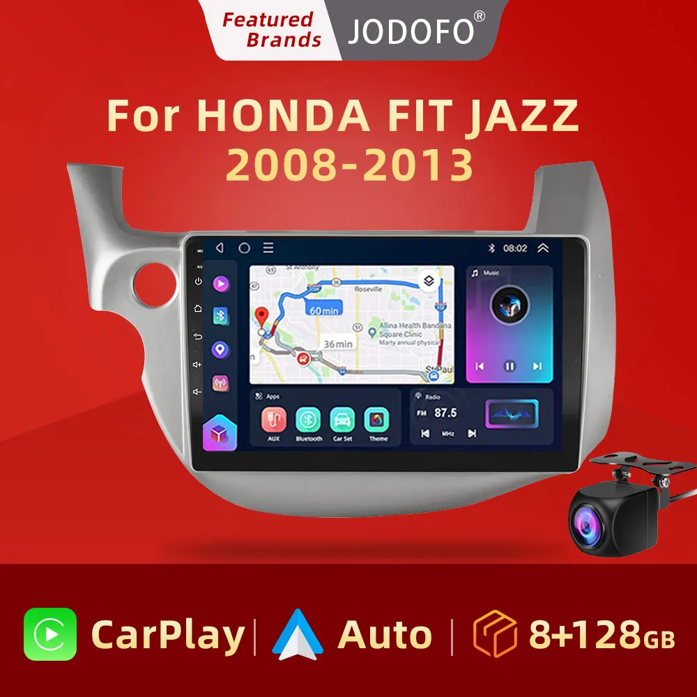 

Автомобильный радиоприемник Jodofo Android 10,0 для Honda Jazz Fit 2007-2013, стерео, мультимедийный видеоплеер, Carplay, Автомобильная GPS-навигация, 2din DVD