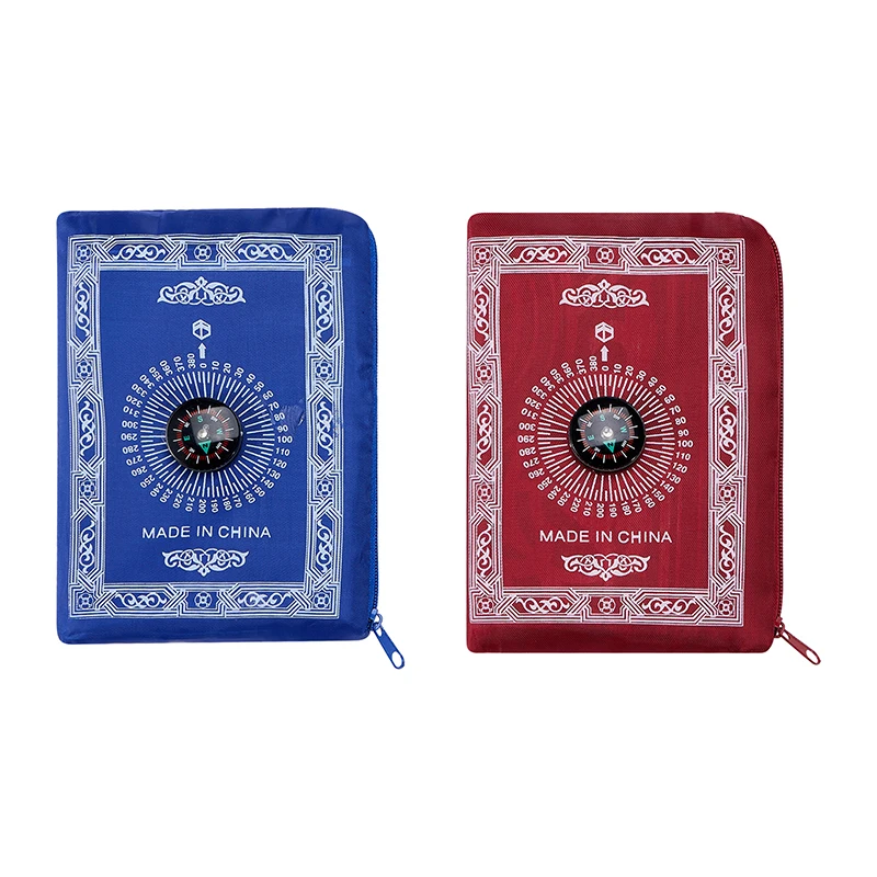 Special Purposes Printed Pilgrimage Blanket Portable Large Size Travel Prayer Mat with Compass Religious Service Accessories