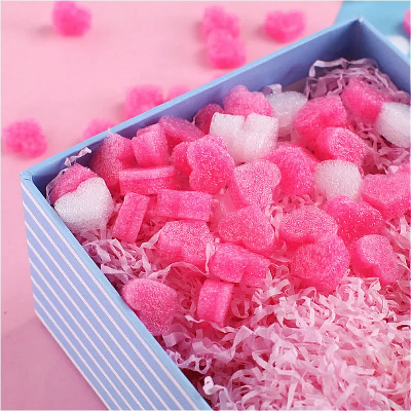 1000pcs（10bags） Mini Heart Love Beads Foam Strip Gift Box Fluffy Filler Packing Wedding Flower Box Filler For DIY Party Supplies