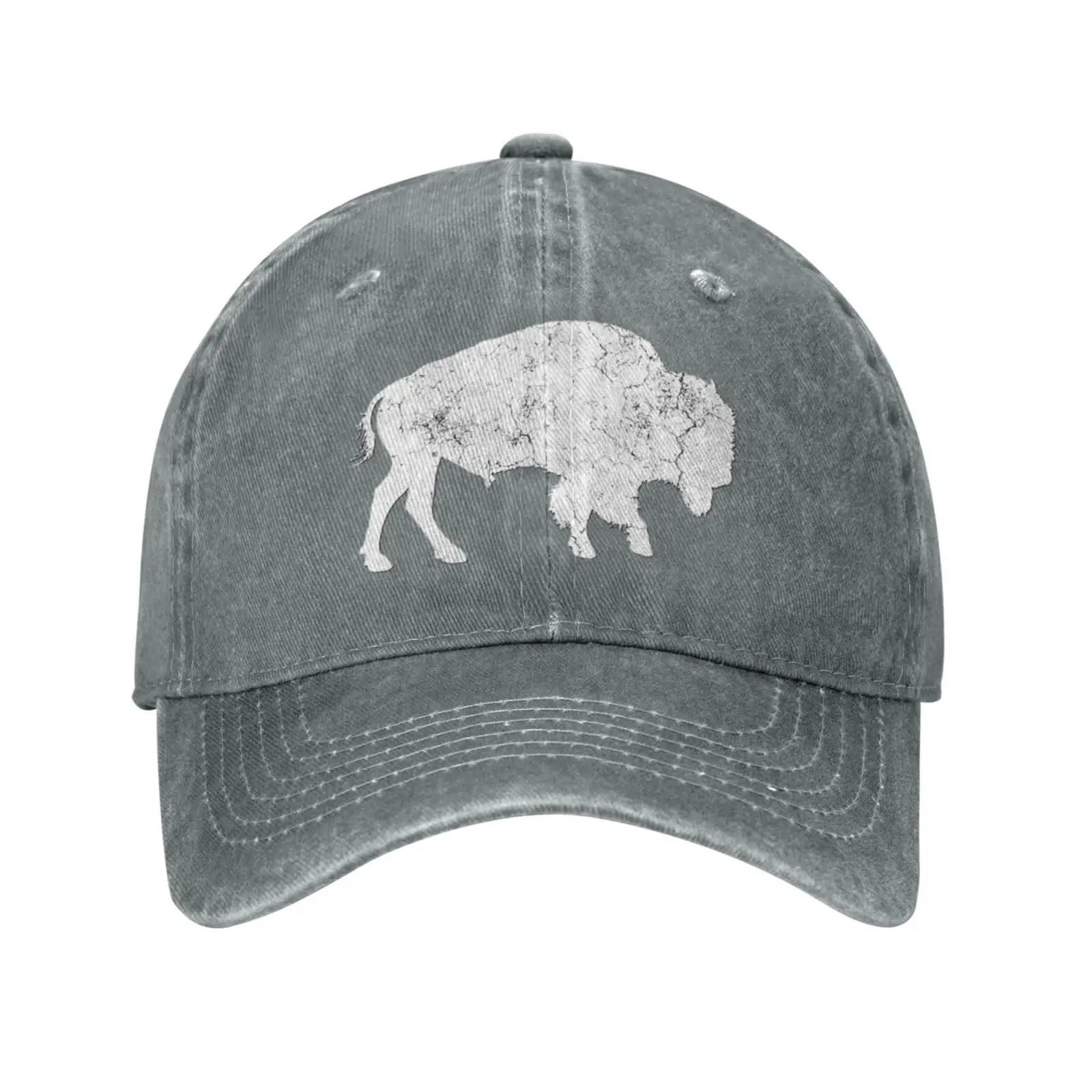 

Distressed Buffalo Retro Bison Animal Lover Gift Snapback Baseball Cap Men Women Adjustable Trucker Hat Golf Hat