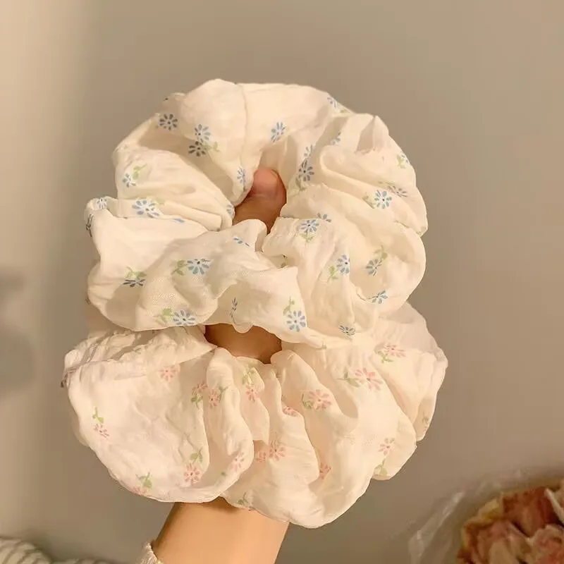 1PC Simple Floral Print Large Intestine Hair Ring for Women New Girls Headwear,Hair Rope,Hair Accessory Rubber Band Hair Ties