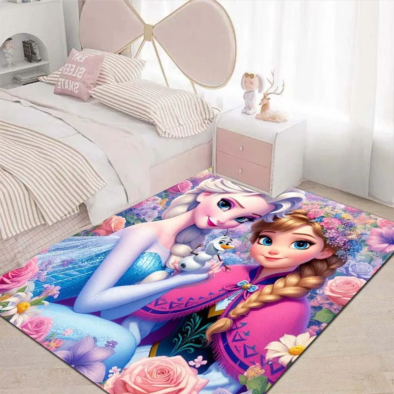 

3DFun Printed Frozen Carpet Children's Game Mat Cartoon Anna Elsa Floor Mat Suitable for Boys and Girls Bedside Carpet Q-1