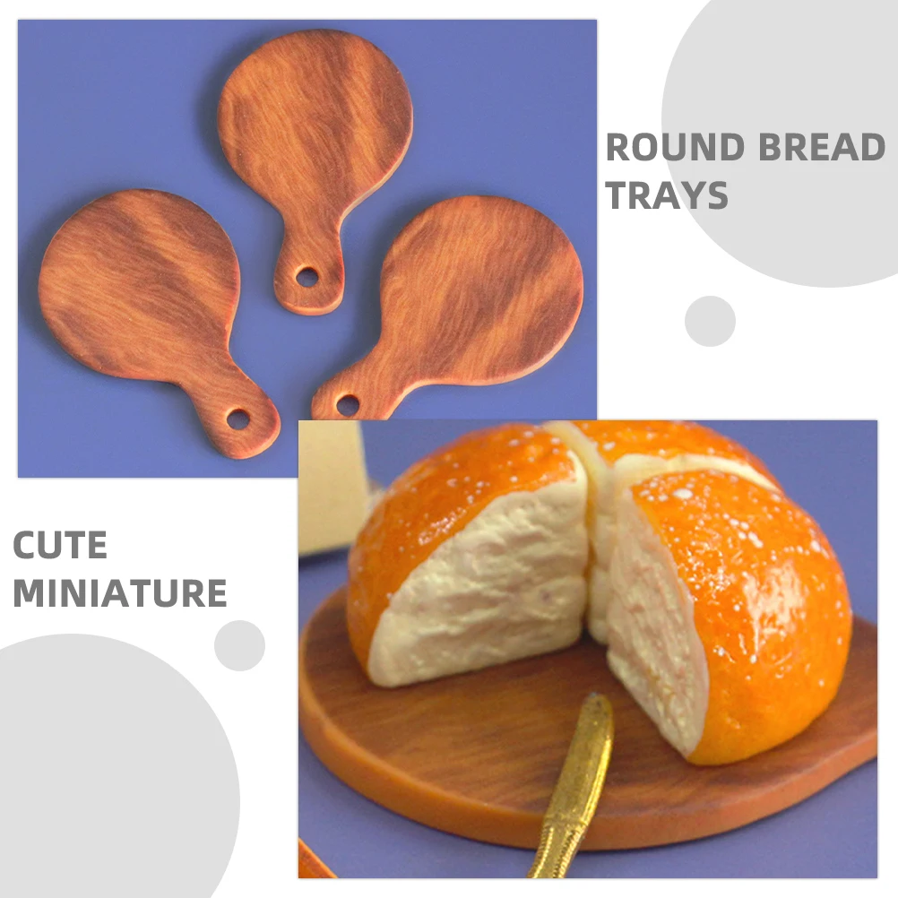 Tabla de cortar redonda de grano de madera, escena de cocina en miniatura, decoración artesanal para casa pequeña, accesorios para Micro foto, 10 Uds.