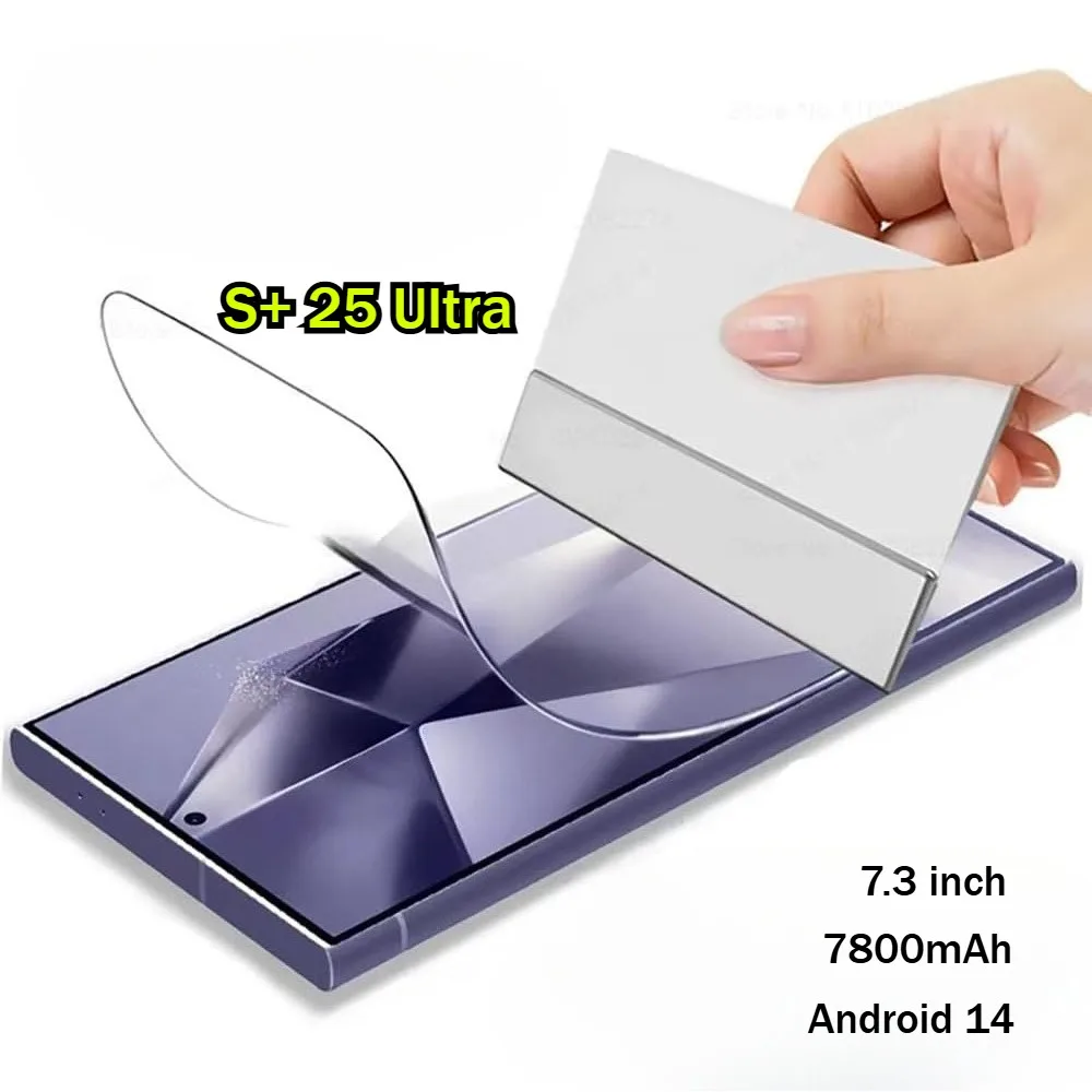 Protector For S+ 25 Ultra Original 7.3'' Smartphone 5G Dual Sim Mobile Cell Phones 7800mAh Android 14 Global Version Cellphones