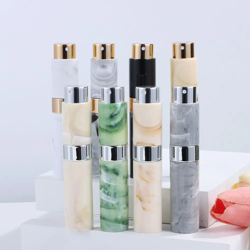 ใหม่10ML น้ำหอม Atomizer ขวด Refillable Mini Travel น้ำหอม Sprayer รูปแบบหินอ่อนแบบพกพา Leakproof สเปรย์ขวด