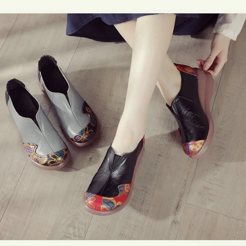 2025 Spring Autumn Women Genuine Leather Slip On Casual Flats Shoes Ladies Waterproof Wedges Platform Shoes Women's Pumps image 6