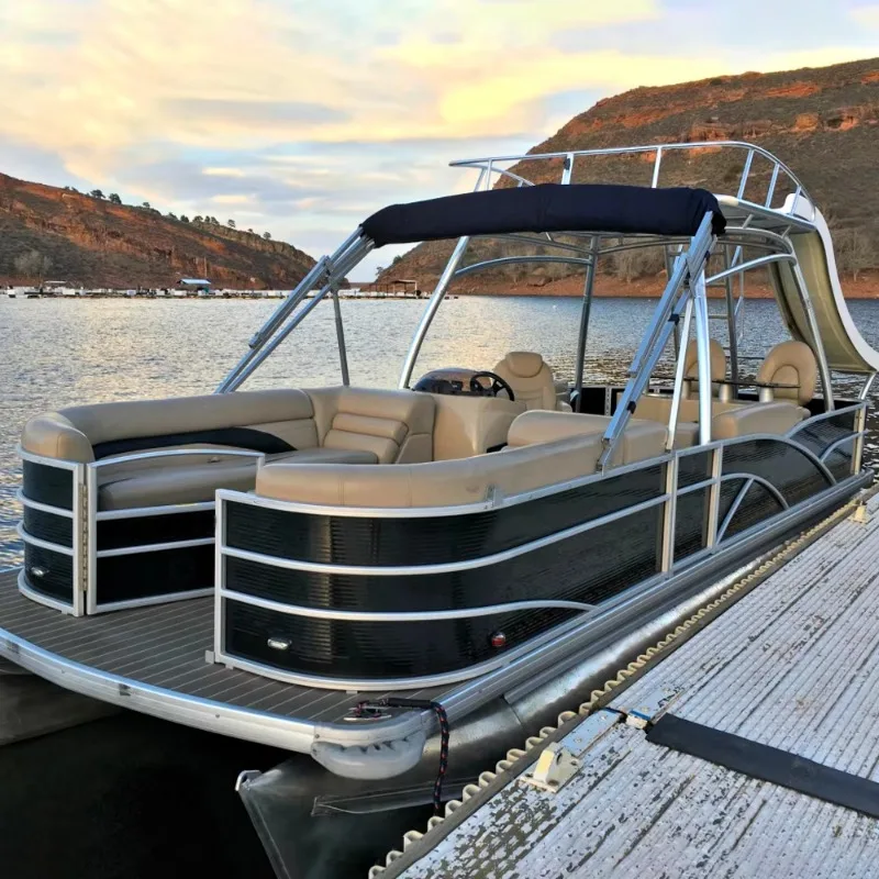 Aluminum Fishing Pontoon Boat Luxury Outboard Motor Welded Workmanship New Custom