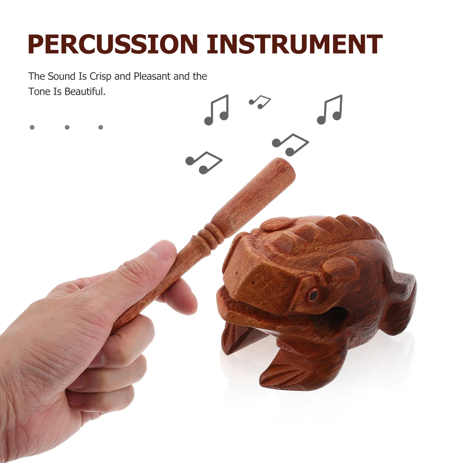 1Set Handcrafted Wooden Frog Guiro Percussion Instrument Lifelike Carved Design Crisp Melodious Sound Beginner Friendly Portable