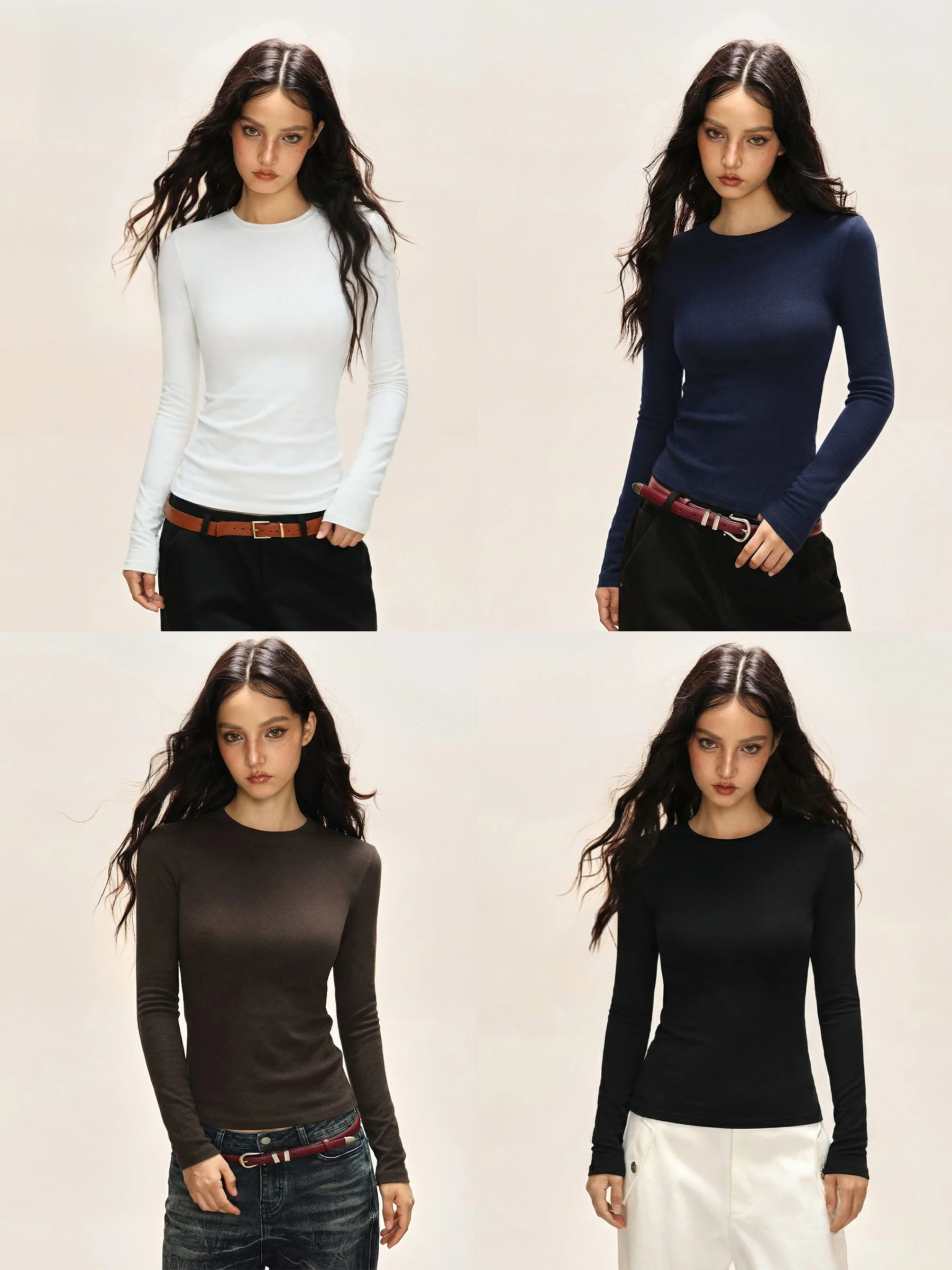 

Облегающий женский зимний топ с длинным рукавом и круглым вырезом, повседневный, с креативным принтом