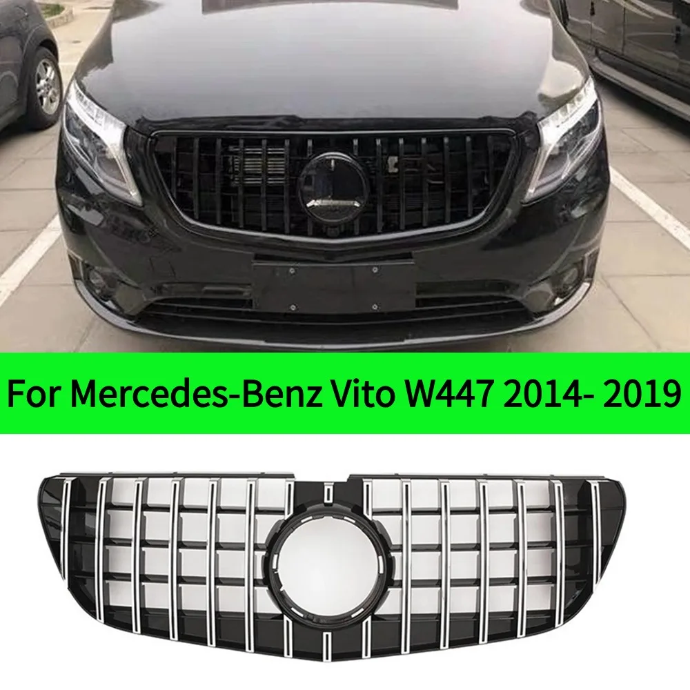 For Mercedes-Benz Vito W447 Style Grill Gloss Black 2014-2019 Front Inlet Grille Bumper Grill Middle Mesh Grid Tuning Accessorie