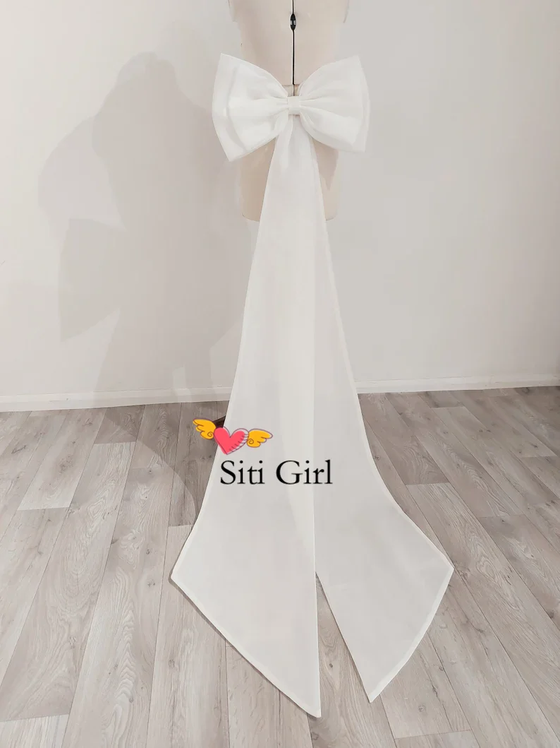 

Одноуровневый свадебный бант из тюля, съемный тюлевой бант для свадебного платья, большой съемный бант, свадебный бант, съемные свадебные аксессуары