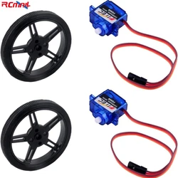 2Sets Feetech FS90R Micro Continuous Rotation Servo Analog Motor 360 Degree + RC Tire Wheel for Arduino Microbit Smart Car Robot