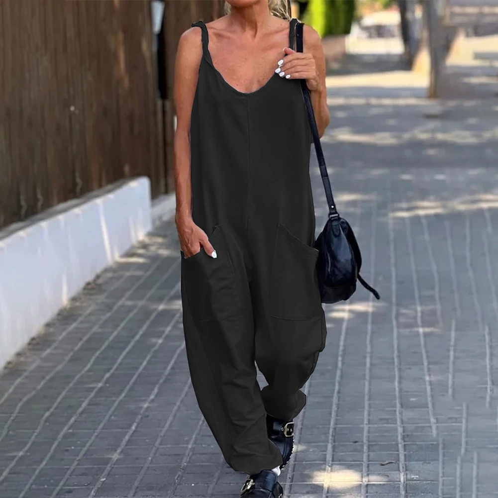 ファッションジャンプスーツ女性ロンパース女性ダンガリーレディースルーズオーバーオールオーバーサイズプレイスーツロンパース無地春