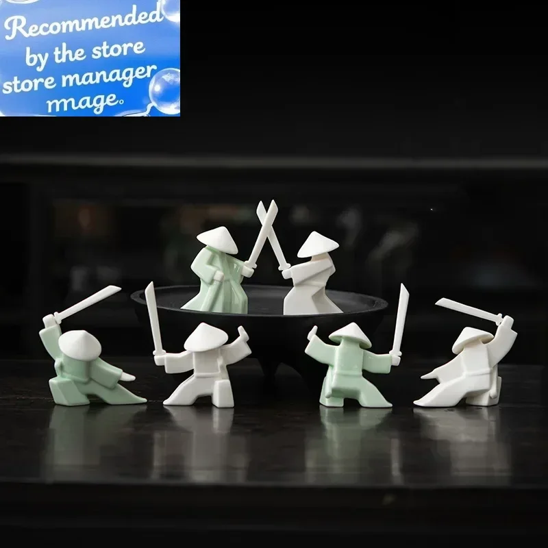 

Creative New Chinese Ceramic Warrior Knight Desktop Small Ornaments Joss-Stick Incense Stick Holder Ornament Tea Pets