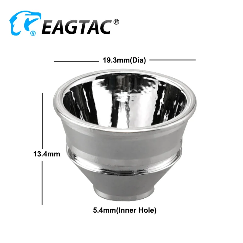 

19.3mm(D) x 13.4mm(H) Emitter Hole 5.4mm Light Orange Peel Aluminum Reflector For EAGTAC D25A2 RC D25C2 RC XML Nichia SST20 LED